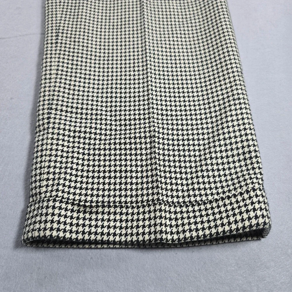 Talbots Womens Size 8 Black Cream Houndstooth Silk Cotton Straight Leg Pants